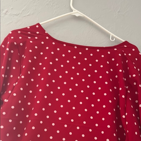 City Chic Red Ruffled 3/4 Sleeve Blouse 31 - Picture 9 of 11